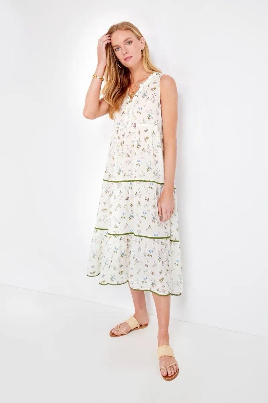 Tuckernuck Floral Dress Womens Size XS First Blooms Salty Paloma Caftan Tiered